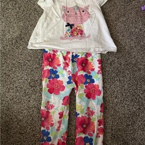 First Impressions Play Floral Cat Print Kids Play outfit